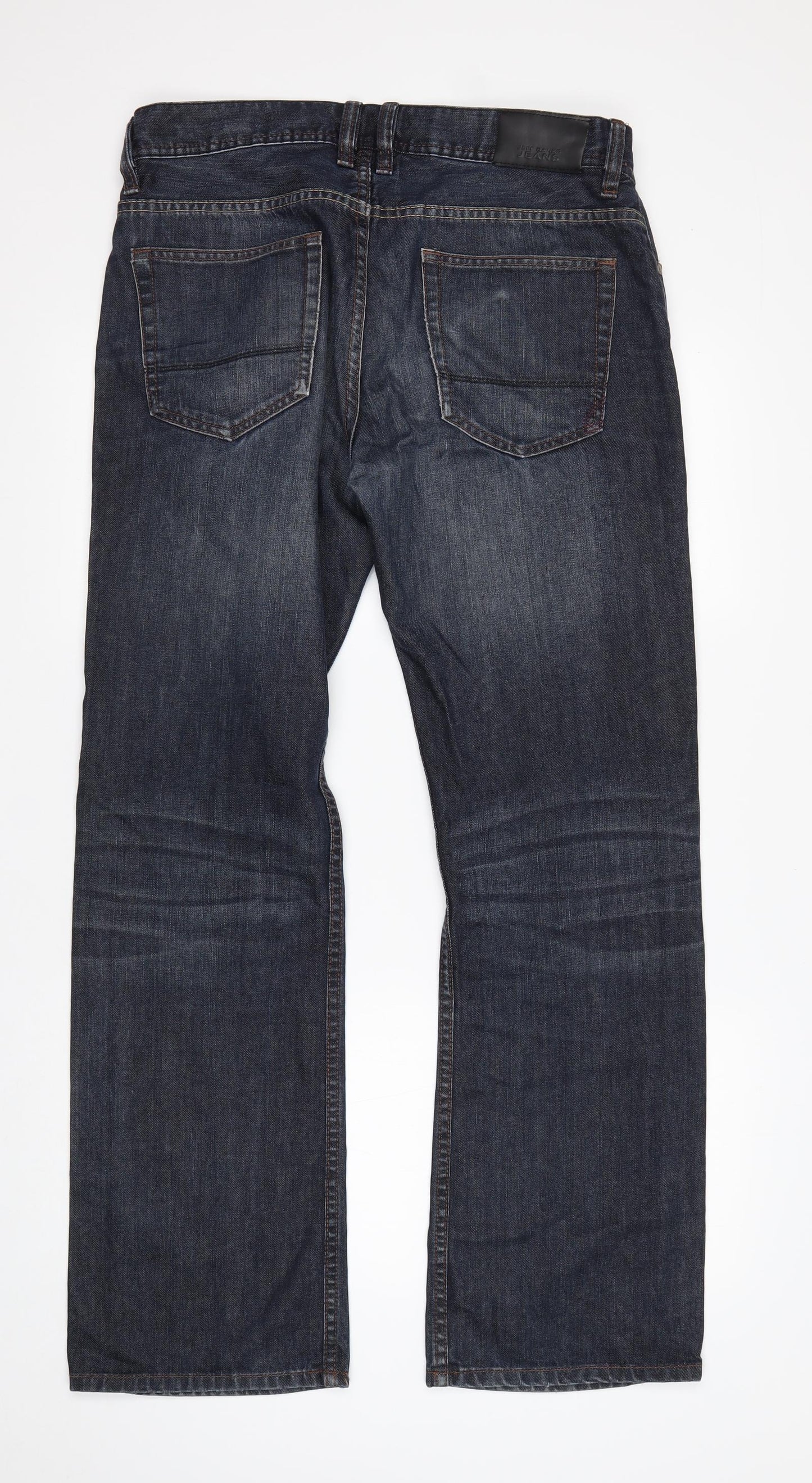 Jeff Banks Mens Blue  Cotton Bootcut Jeans Size 34 L32 in Regular