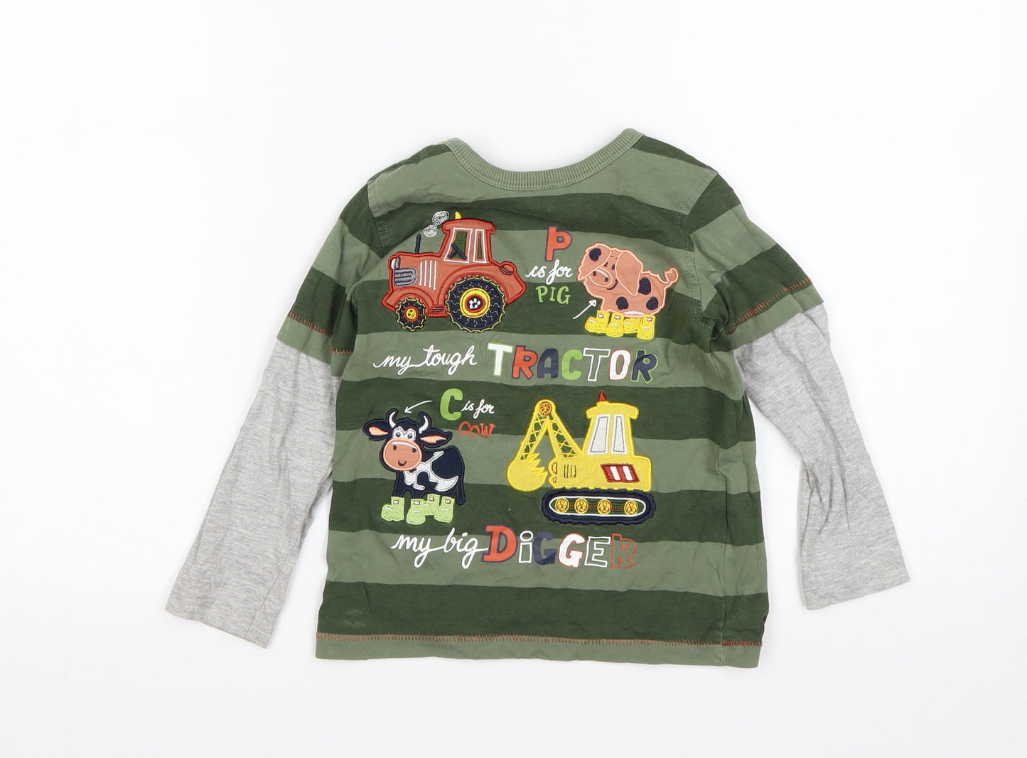 George Boys Multicoloured Striped Cotton Basic T-Shirt Size 3-4 Years Round Neck
