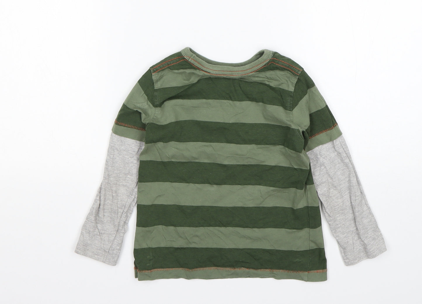 George Boys Multicoloured Striped Cotton Basic T-Shirt Size 3-4 Years Round Neck