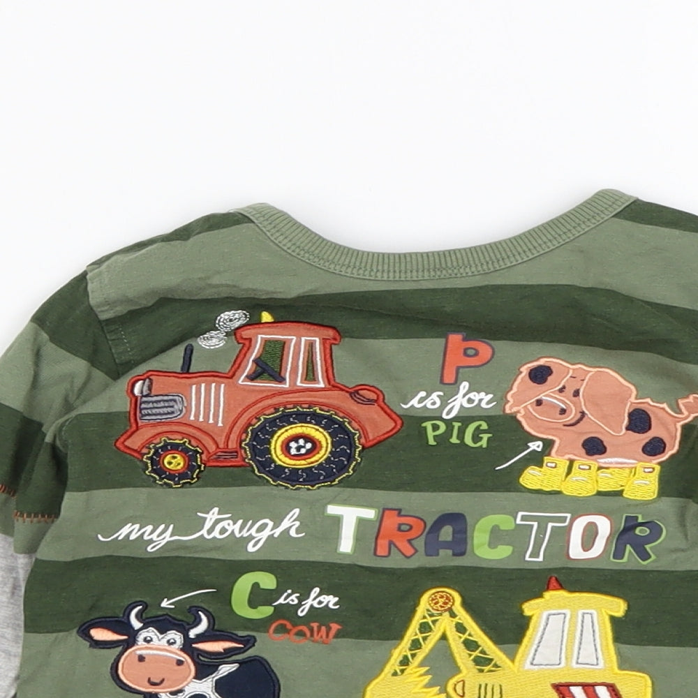 George Boys Multicoloured Striped Cotton Basic T-Shirt Size 3-4 Years Round Neck