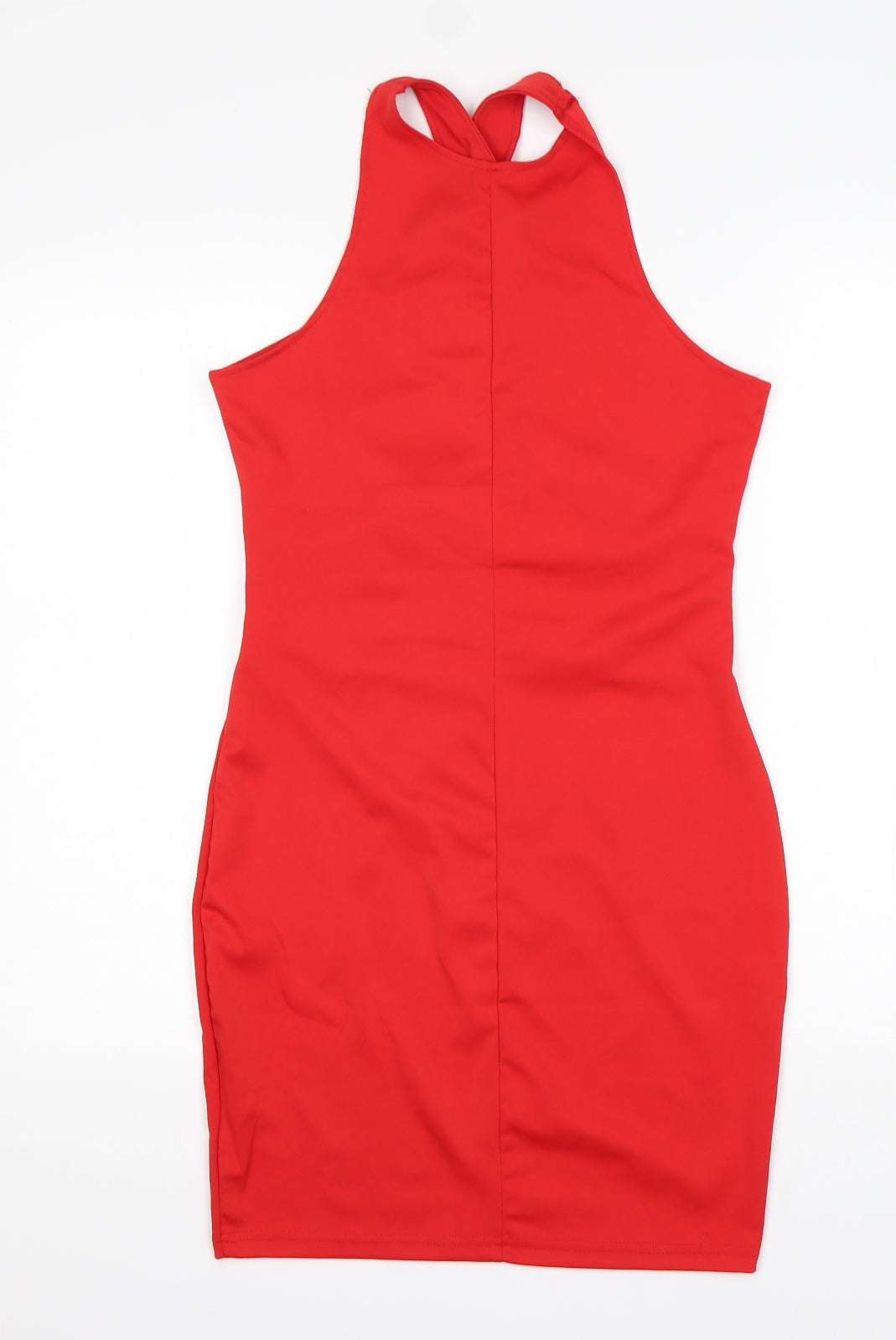 Preworn Womens Red  Polyester Bodycon  Size M  Round Neck