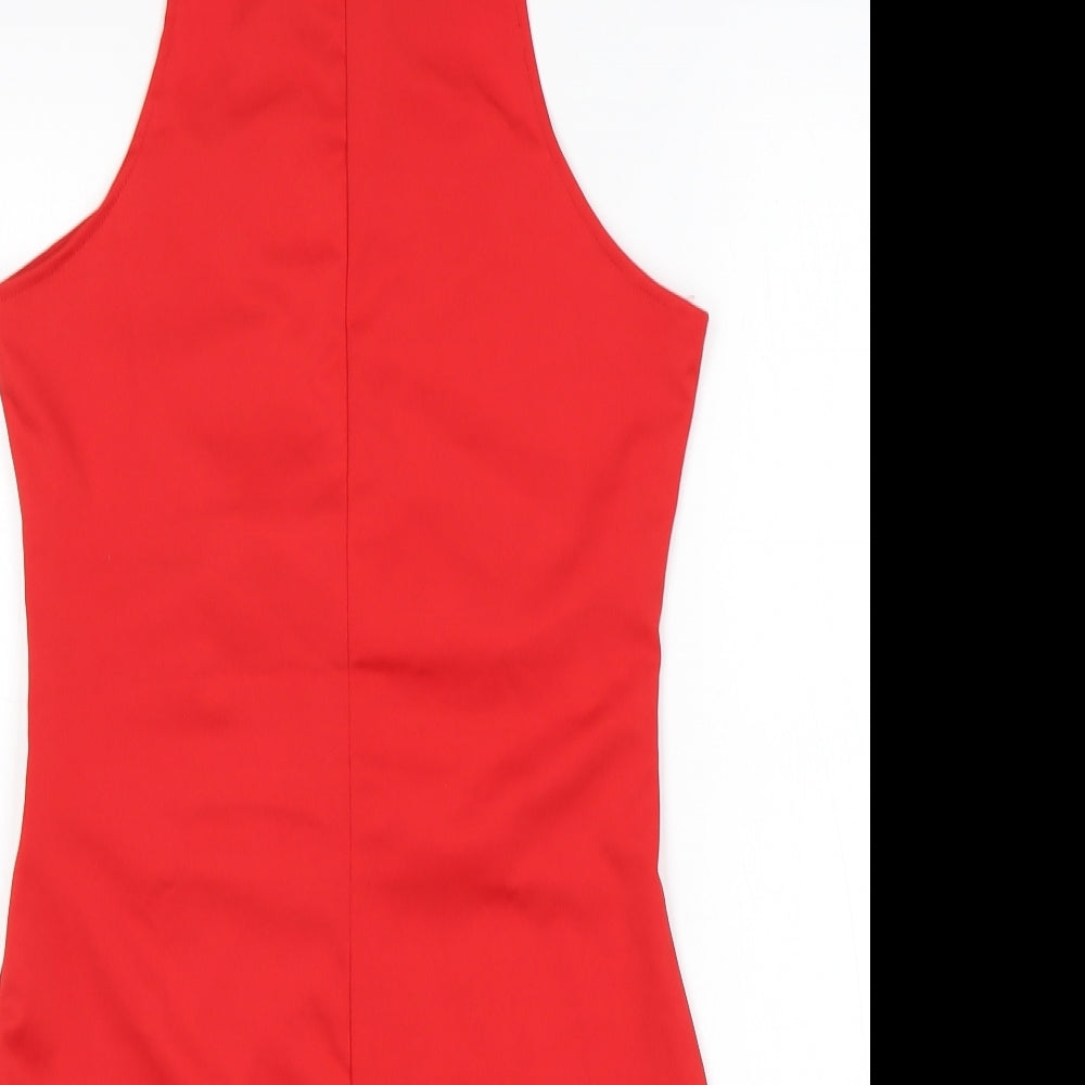 Preworn Womens Red  Polyester Bodycon  Size M  Round Neck
