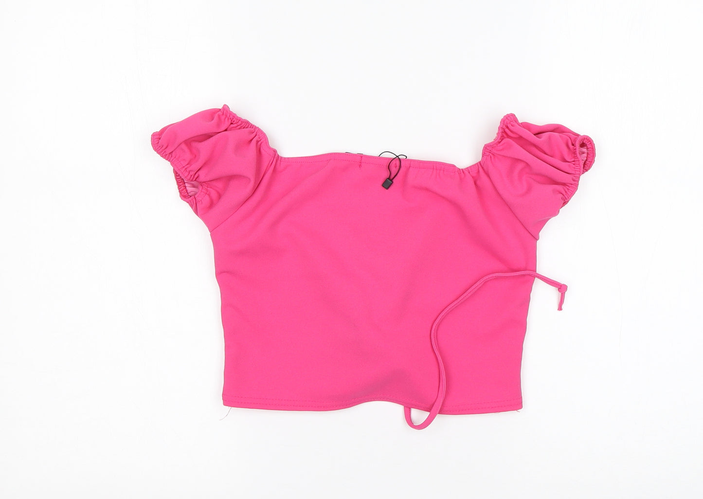 PRETTYLITTLETHING Womens Pink  Polyester Cropped Blouse Size 10 V-Neck