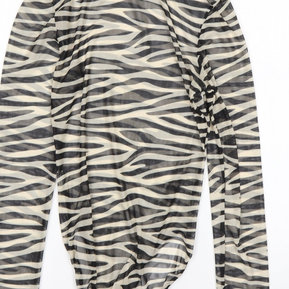 Boohoo Womens Multicoloured Animal Print  Bodysuit One-Piece Size 12