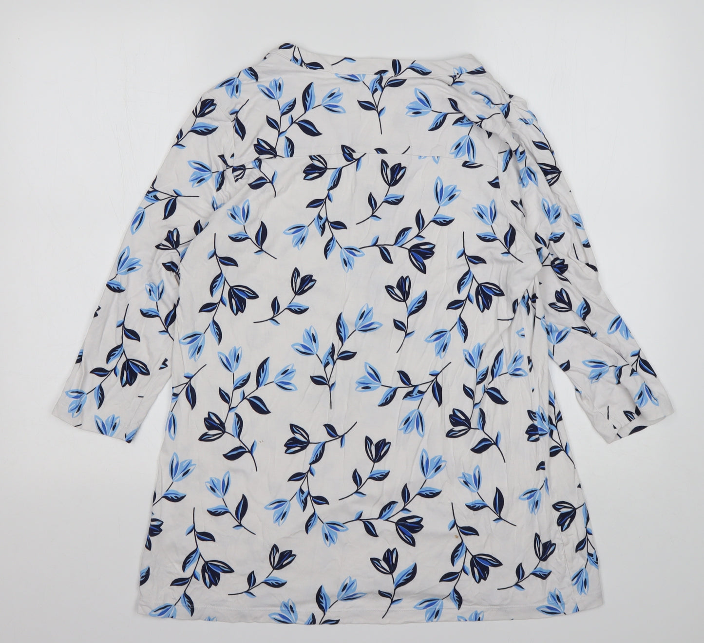 Bonmarche Womens Multicoloured Floral Viscose Basic T-Shirt Size 14 V-Neck