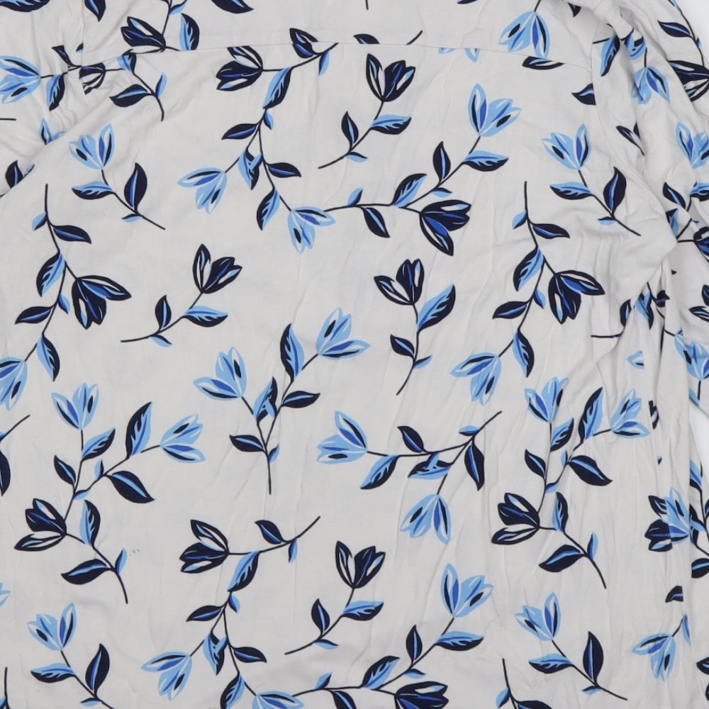 Bonmarche Womens Multicoloured Floral Viscose Basic T-Shirt Size 14 V-Neck