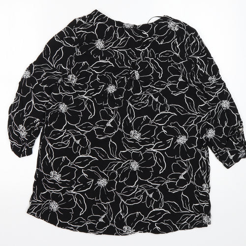 Bonmarché Womens Multicoloured Floral Viscose Basic Blouse Size 12 V-Neck