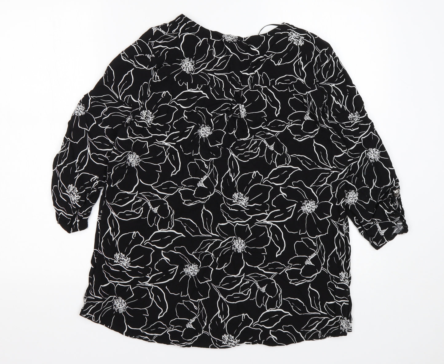 Bonmarché Womens Multicoloured Floral Viscose Basic Blouse Size 12 V-Neck