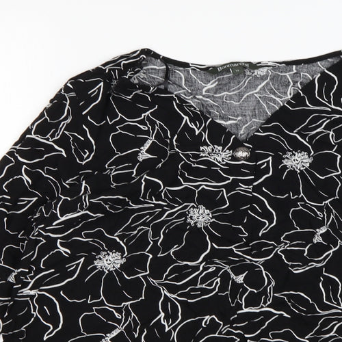 Bonmarché Womens Multicoloured Floral Viscose Basic Blouse Size 12 V-Neck