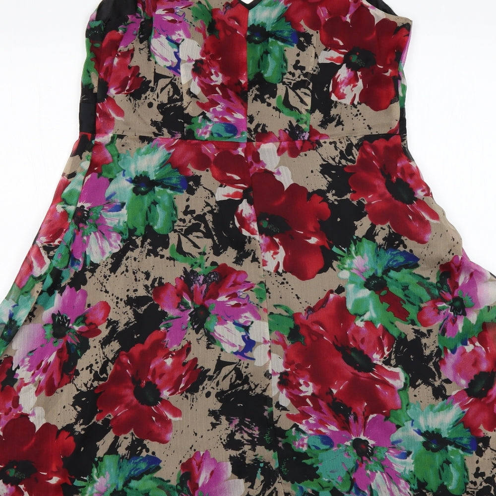 NEXT Womens Multicoloured Floral Polyester A-Line  Size 14  V-Neck