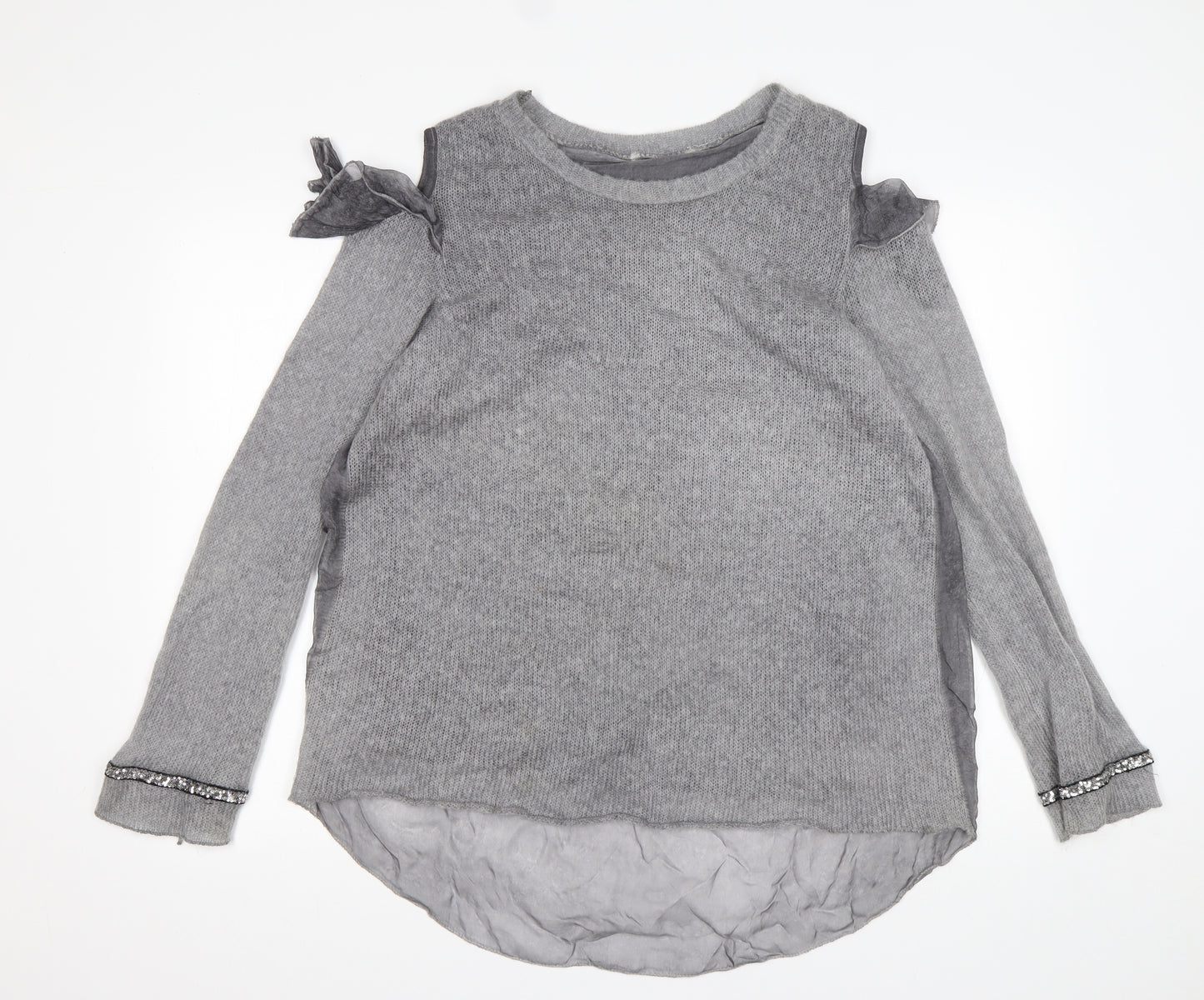 Preworn Womens Grey Round Neck  Acrylic Pullover Jumper Size XL