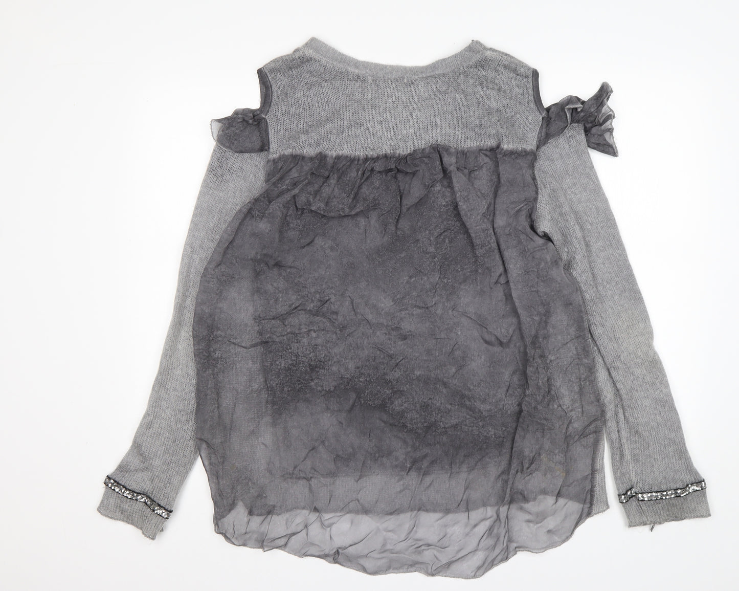 Preworn Womens Grey Round Neck  Acrylic Pullover Jumper Size XL