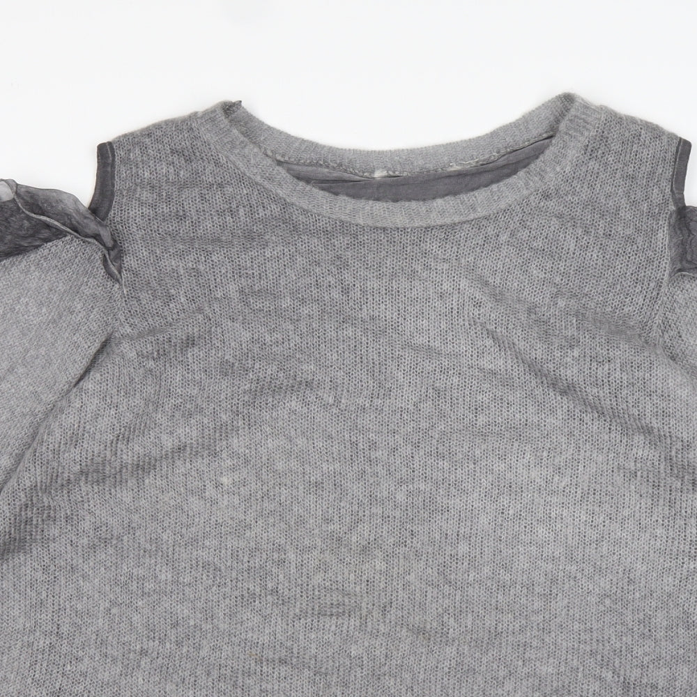 Preworn Womens Grey Round Neck  Acrylic Pullover Jumper Size XL