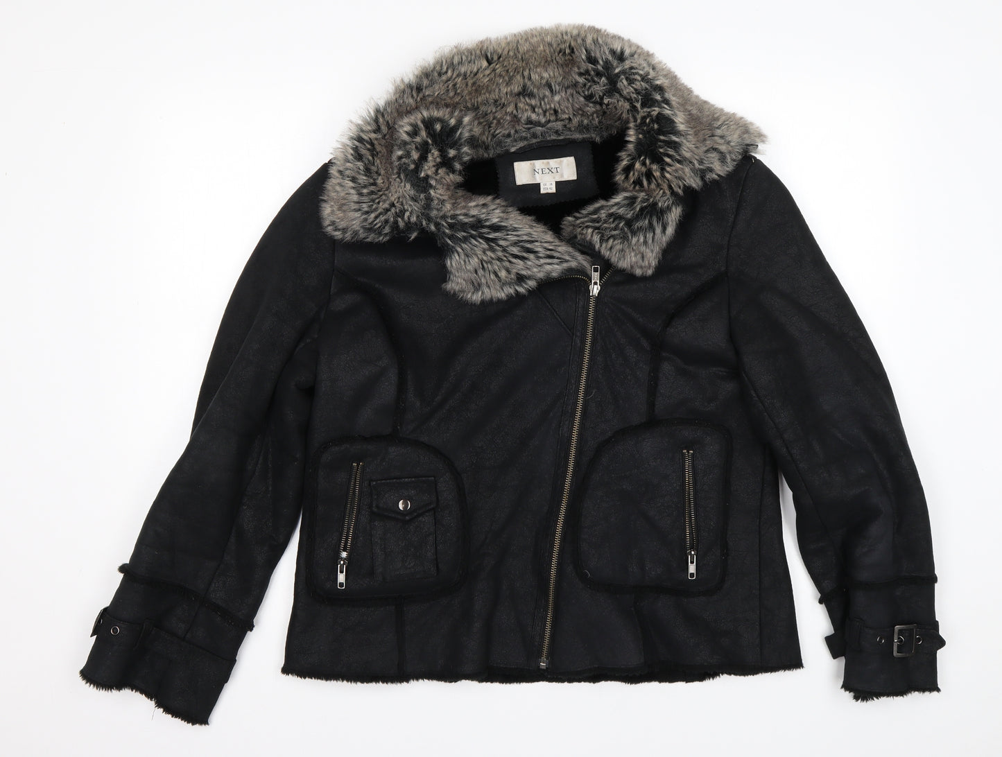 NEXT Womens Black   Biker Jacket Size 14