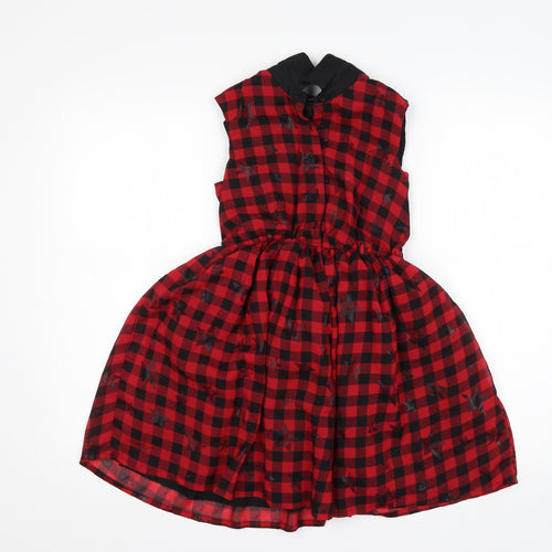 George Girls Multicoloured Plaid Polyester Fit & Flare  Size 8-9 Years  Collared