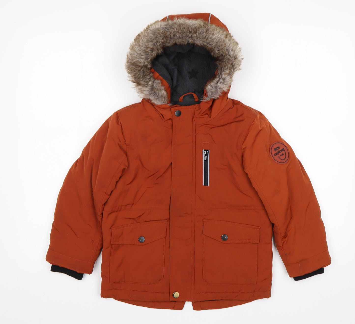F&F Boys Brown   Parka Coat Size 5-6 Years