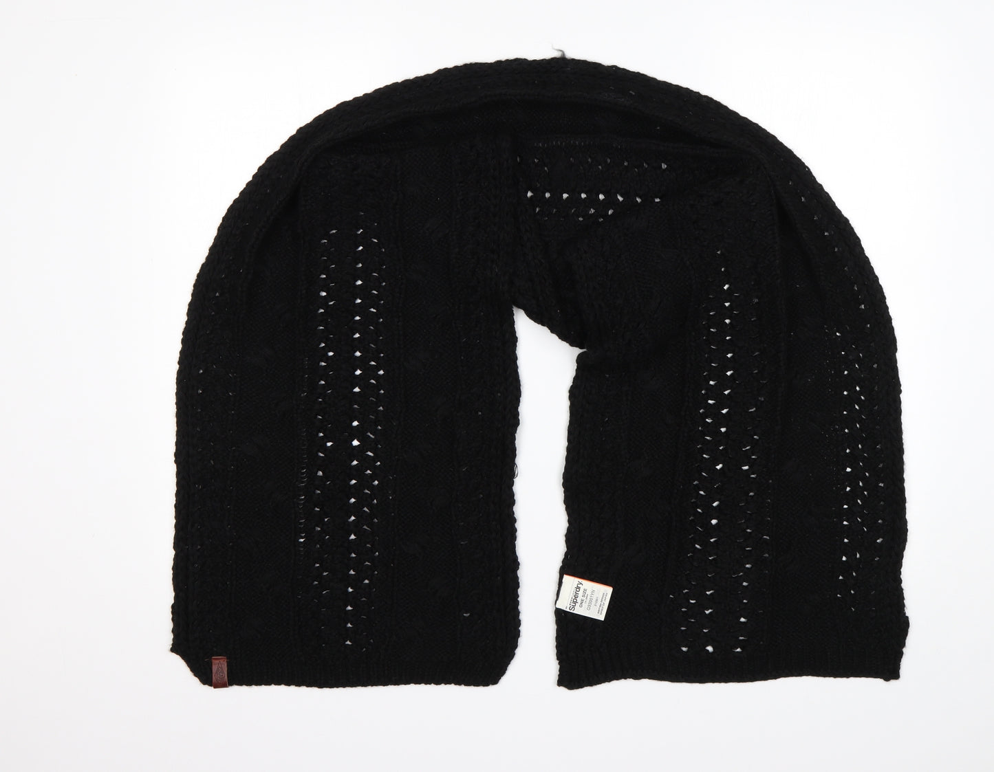 Superdry Unisex Black  Acrylic  Scarf
