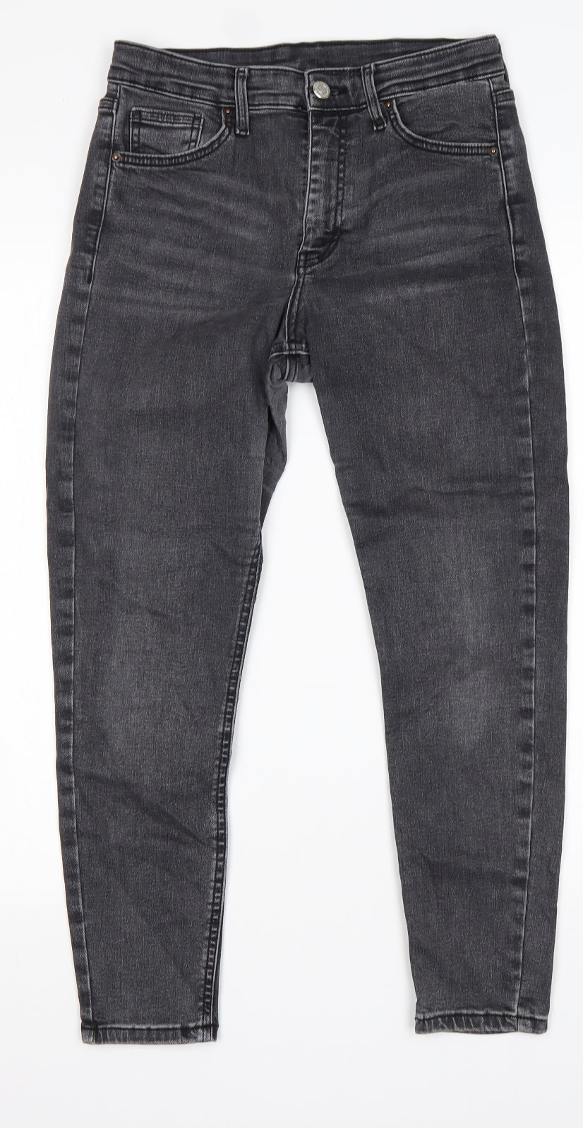 Topshop Womens Grey  Cotton Skinny Jeans Size 28 in L28 in Regular