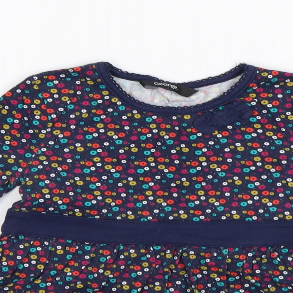 George Girls Multicoloured Floral Cotton T-Shirt Dress  Size 18-24 Months  Round Neck