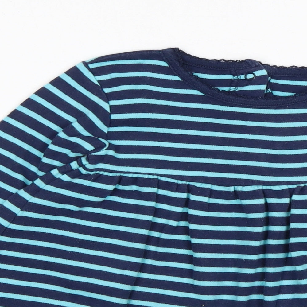 JoJo Maman Bébé Girls Multicoloured Striped Cotton Jumper Dress  Size 18-24 Months  Round Neck
