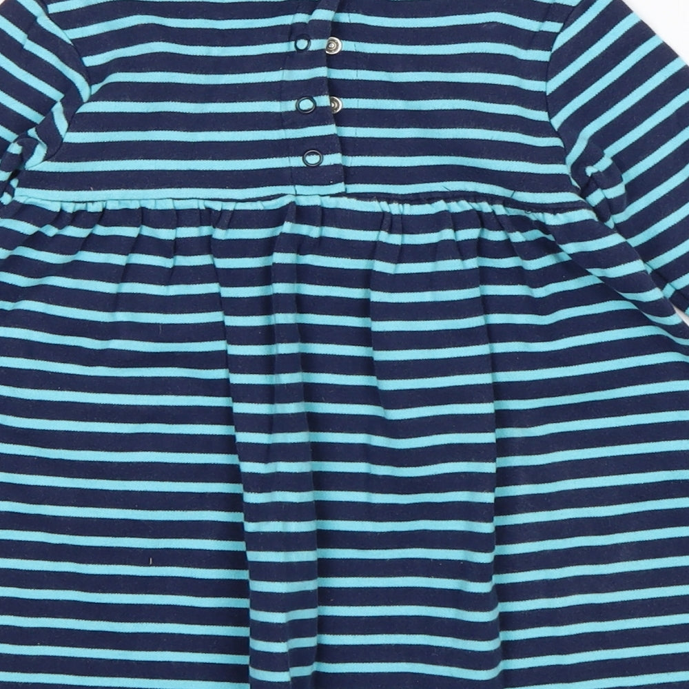 JoJo Maman Bébé Girls Multicoloured Striped Cotton Jumper Dress  Size 18-24 Months  Round Neck