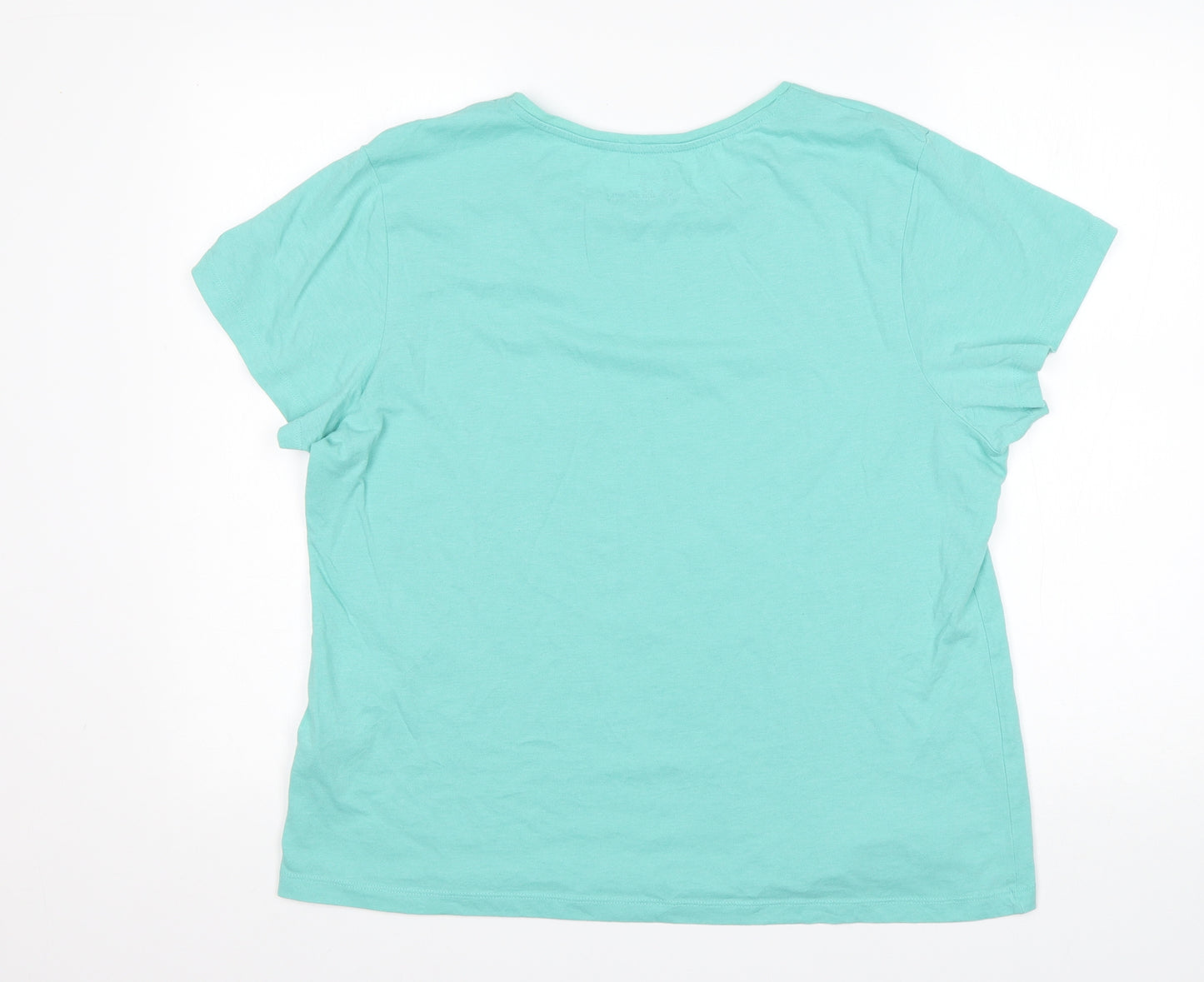 Primark Womens Green  Cotton Basic T-Shirt Size L Round Neck