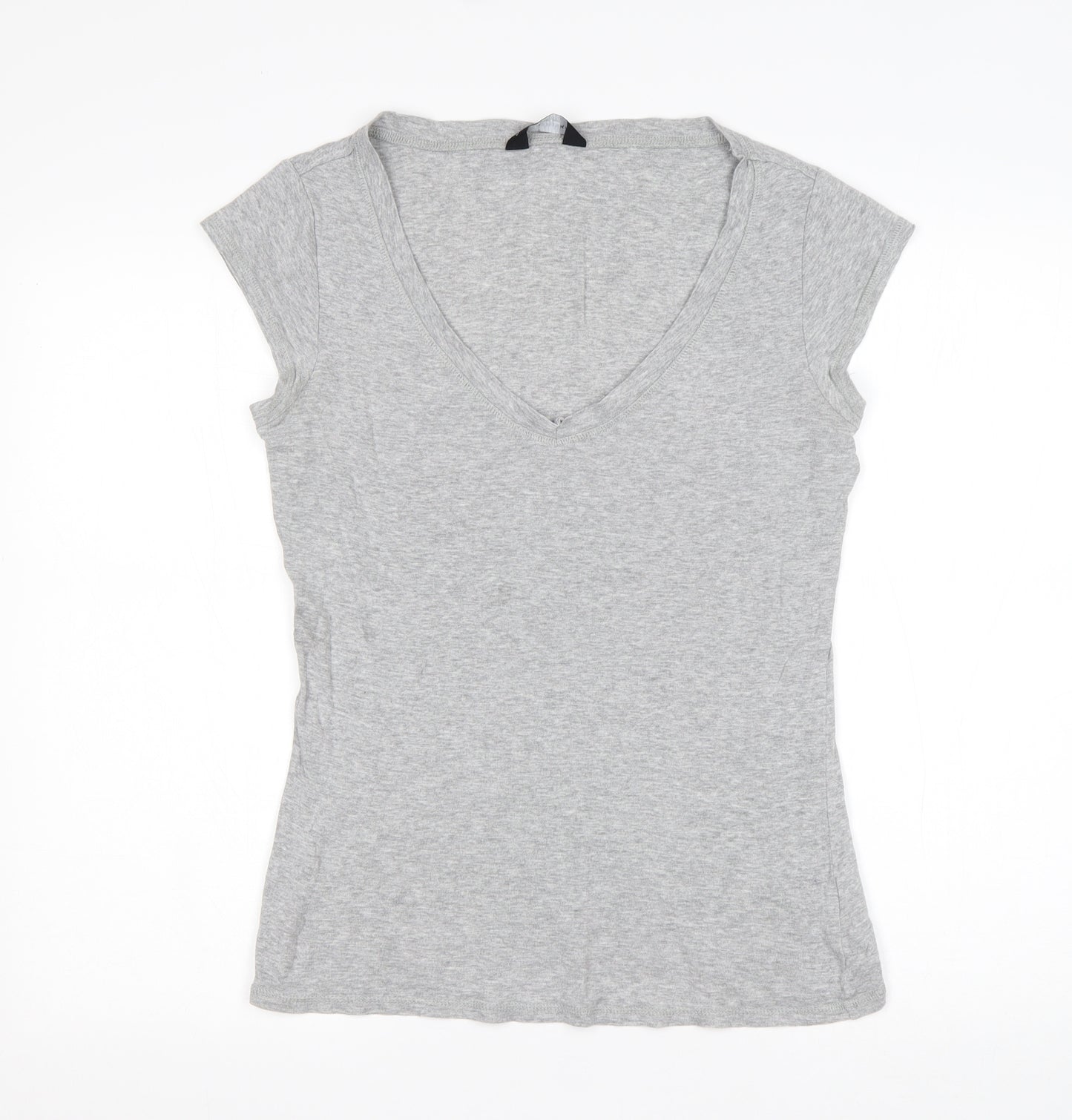 Dorothy Perkins Womens Grey  Cotton Basic T-Shirt Size 14 Scoop Neck