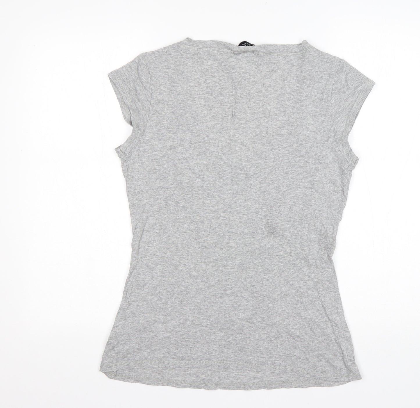 Dorothy Perkins Womens Grey  Cotton Basic T-Shirt Size 14 Scoop Neck