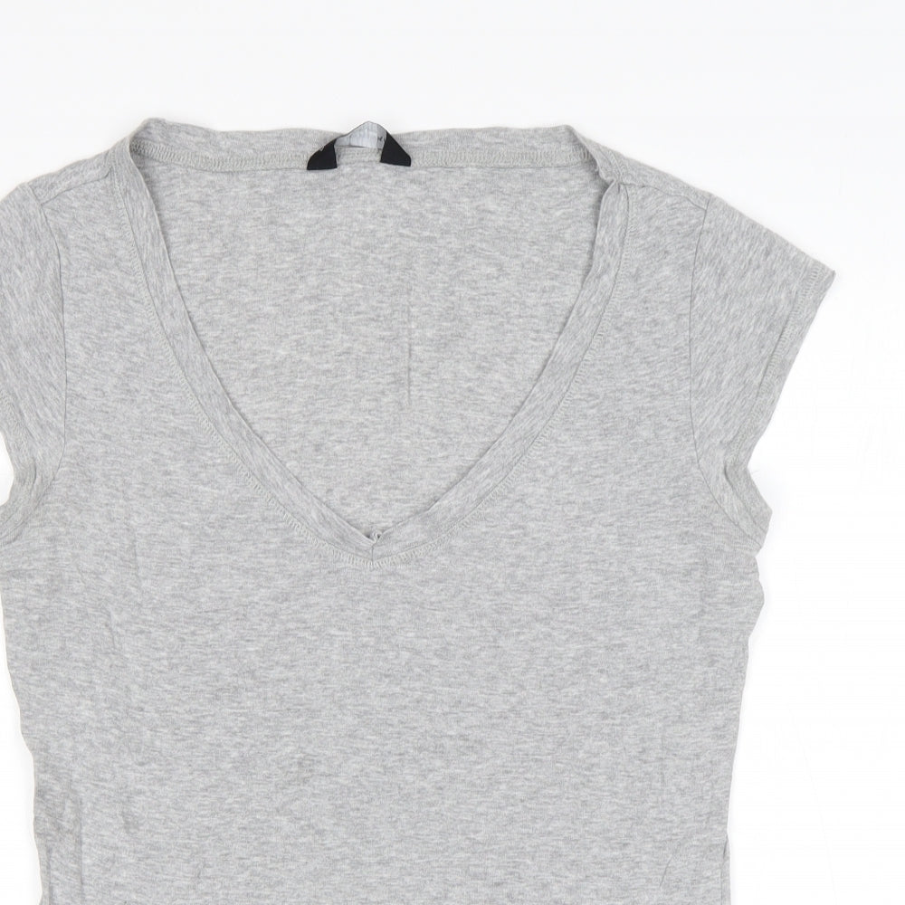 Dorothy Perkins Womens Grey  Cotton Basic T-Shirt Size 14 Scoop Neck