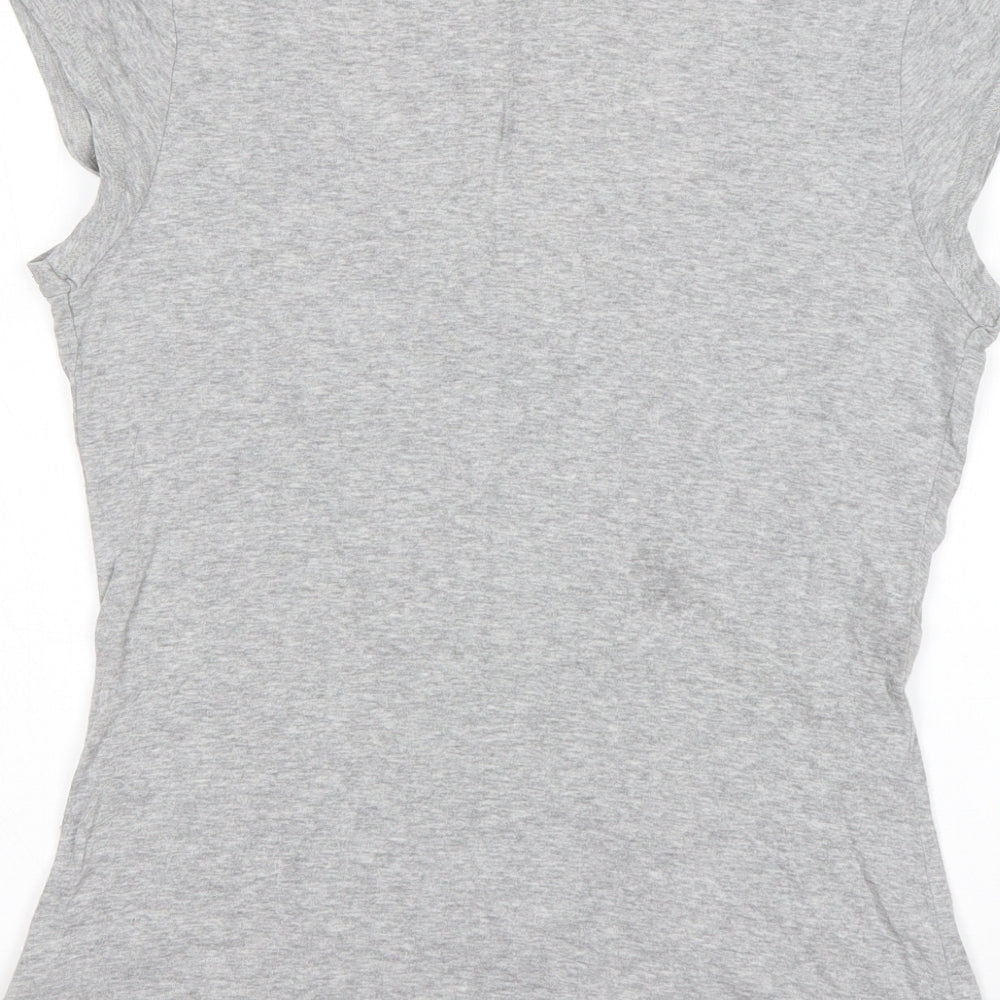 Dorothy Perkins Womens Grey  Cotton Basic T-Shirt Size 14 Scoop Neck