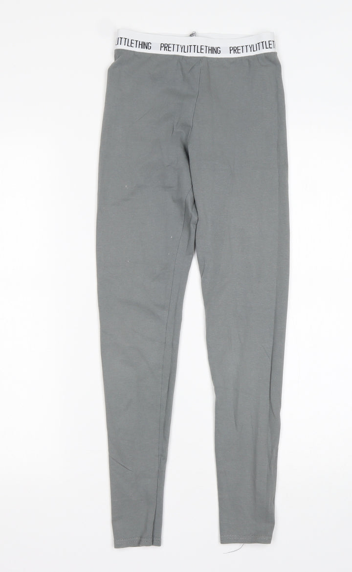 PRETTYLITTLETHING Womens Grey  Cotton Sweatpants Leggings Size 4 L27 in Regular