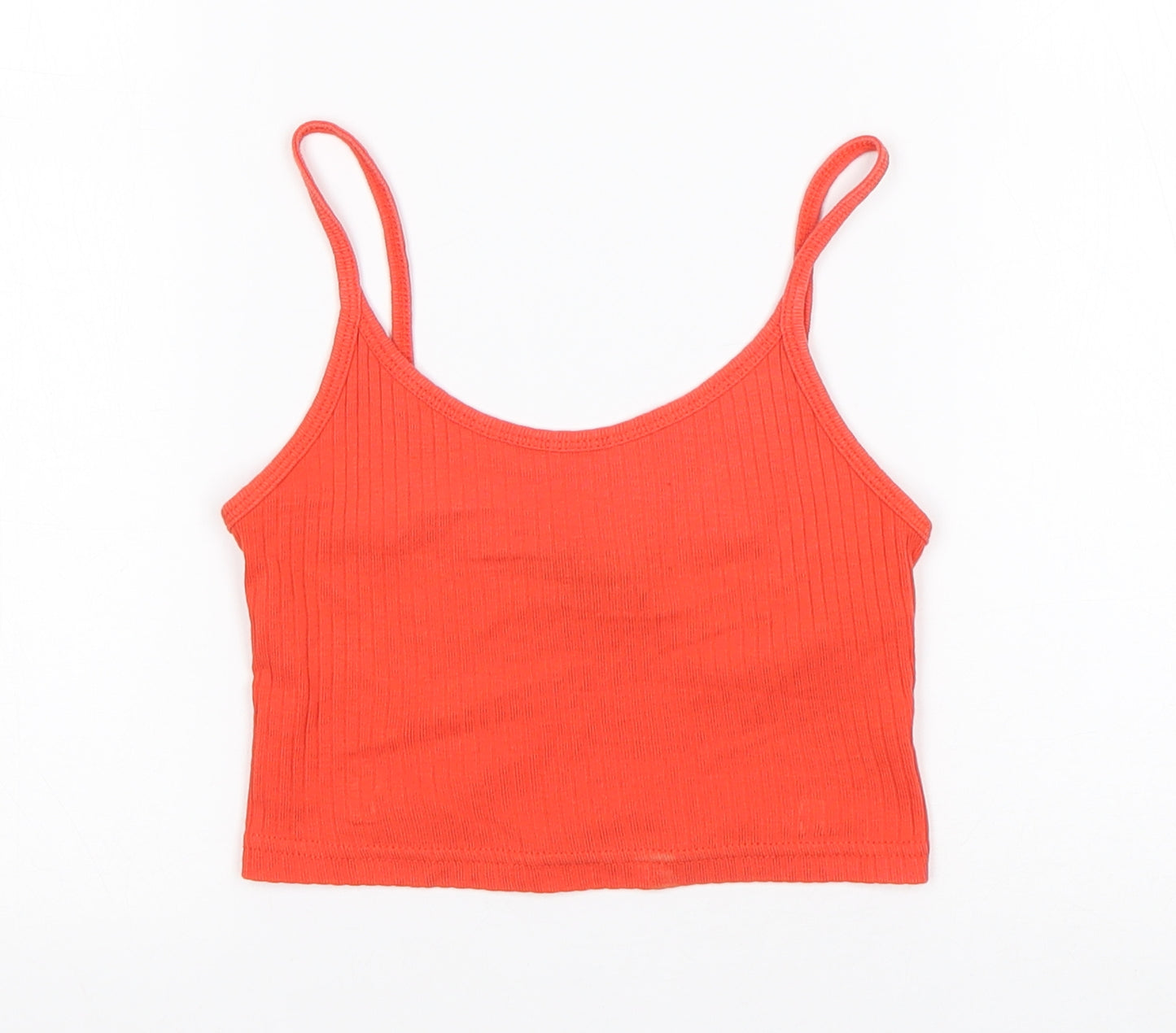 Topshop Womens Orange  Cotton Cropped Tank Size 4 Round Neck