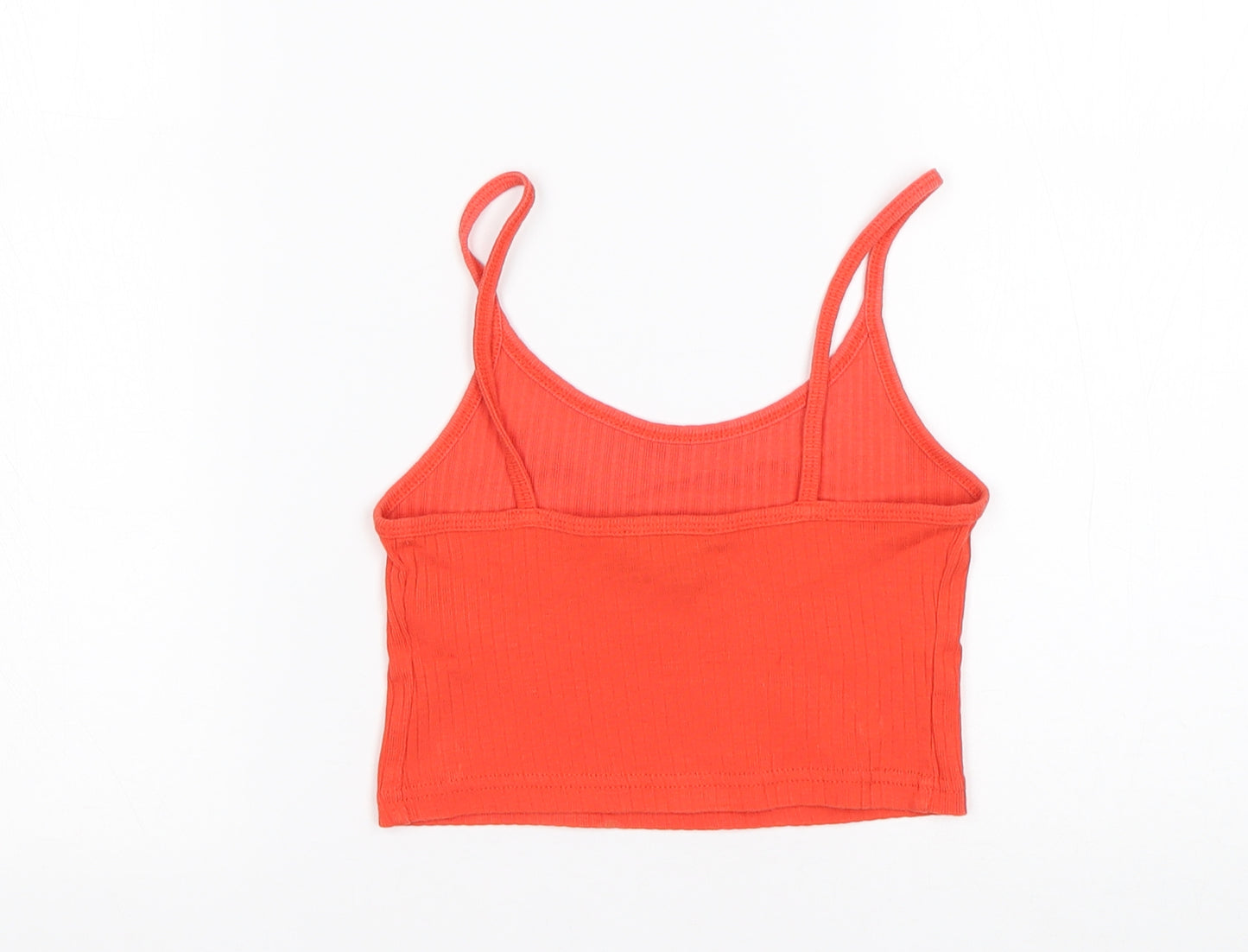 Topshop Womens Orange  Cotton Cropped Tank Size 4 Round Neck