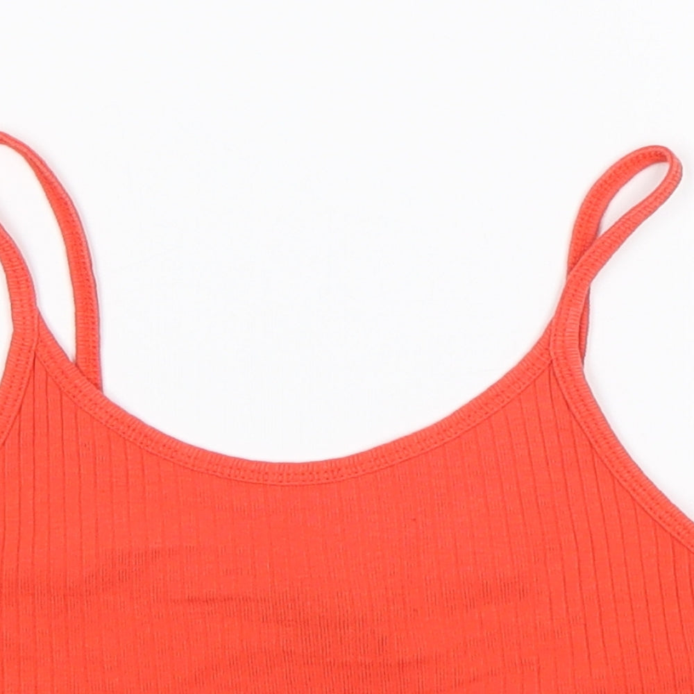 Topshop Womens Orange  Cotton Cropped Tank Size 4 Round Neck