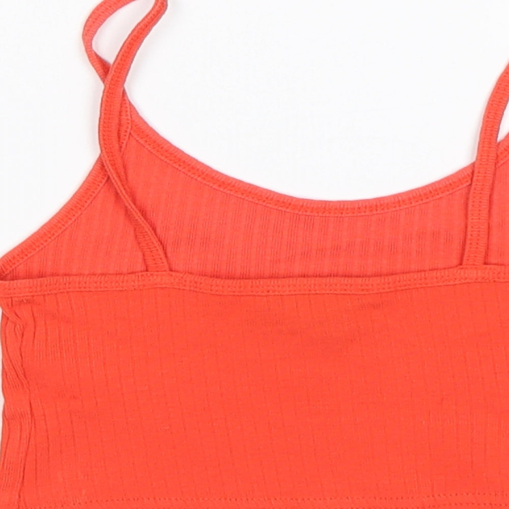 Topshop Womens Orange  Cotton Cropped Tank Size 4 Round Neck