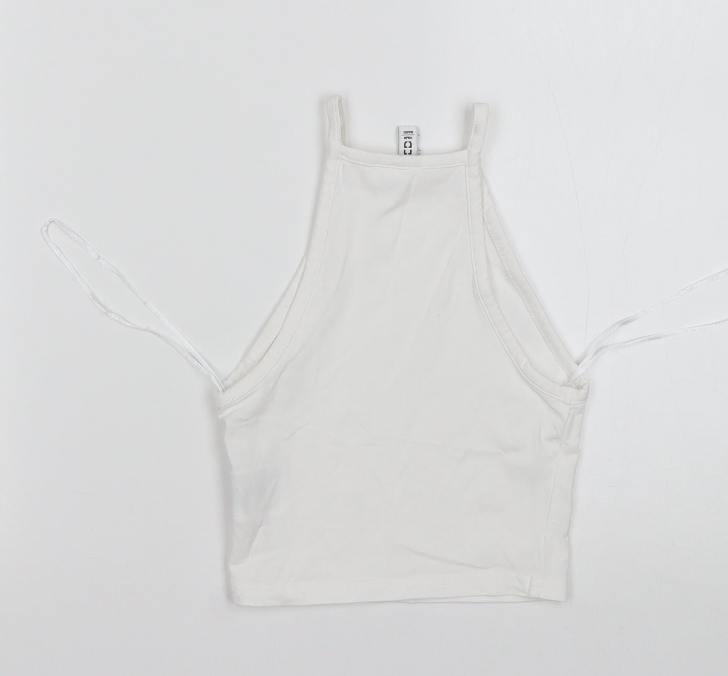H&M Womens White  Cotton Cropped Tank Size 2XS Square Neck