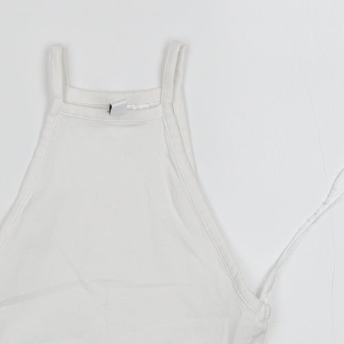 H&M Womens White  Cotton Cropped Tank Size 2XS Square Neck
