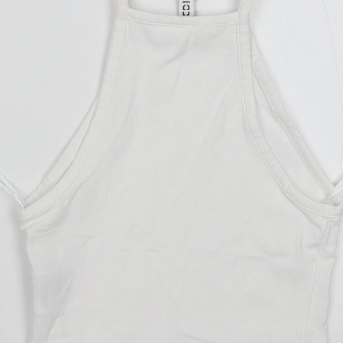 H&M Womens White  Cotton Cropped Tank Size 2XS Square Neck