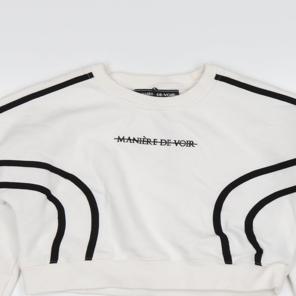 Maniere De Voir Womens Multicoloured  Cotton Pullover Sweatshirt Size 4   - Cropped
