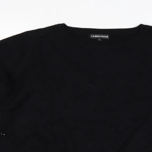 Cameo Rose Womens Black Round Neck  Polyester Pullover Jumper Size L