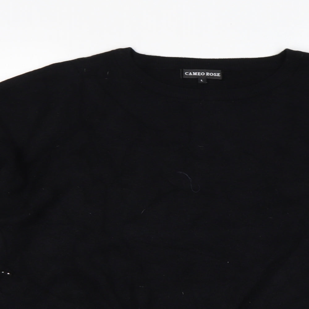 Cameo Rose Womens Black Round Neck  Polyester Pullover Jumper Size L