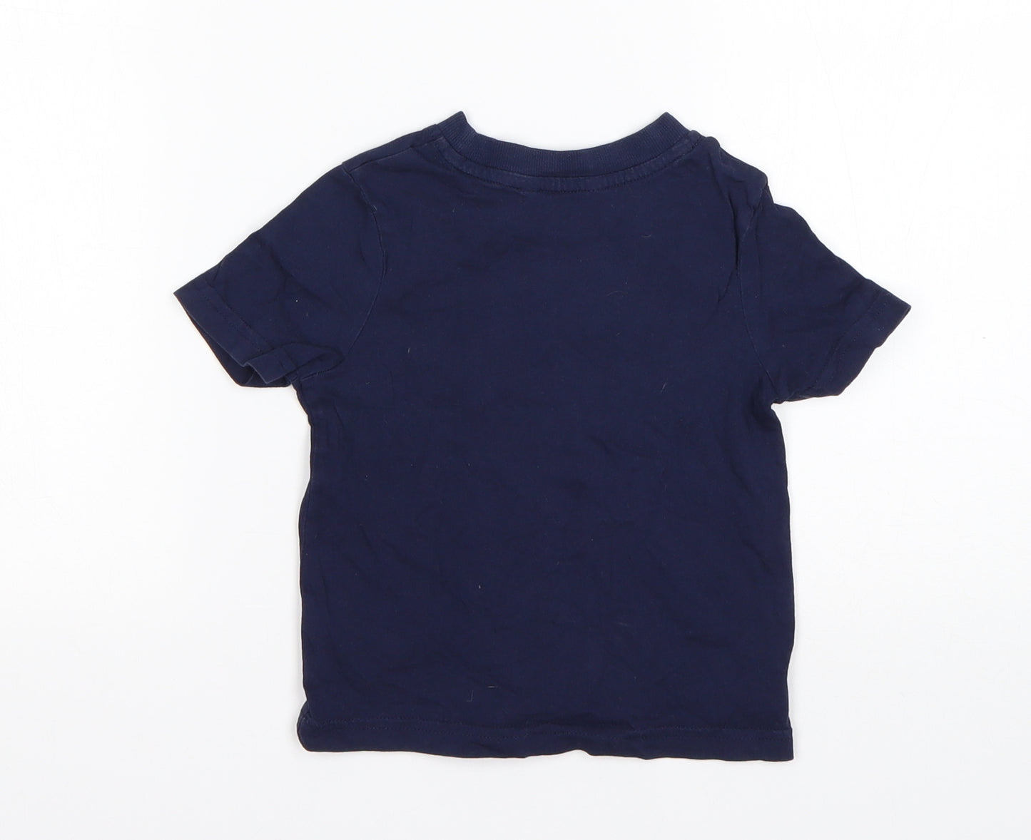 George Boys Blue  Cotton Basic T-Shirt Size 18-24 Months Round Neck