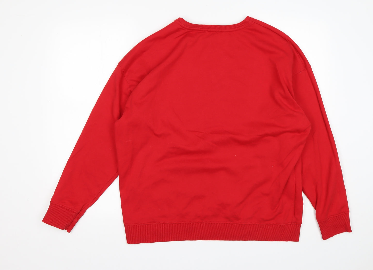 New Look Womens Red  Cotton Pullover Sweatshirt Size M