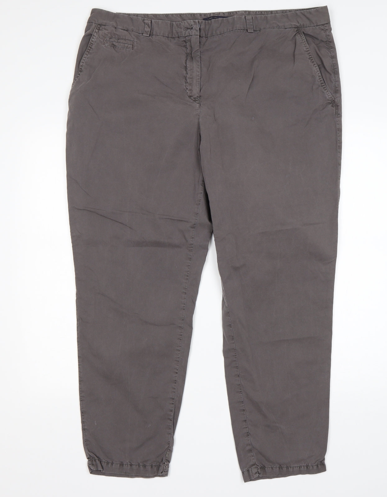 M&S Womens Grey  Cotton Chino Trousers Size 20 L28 in Regular