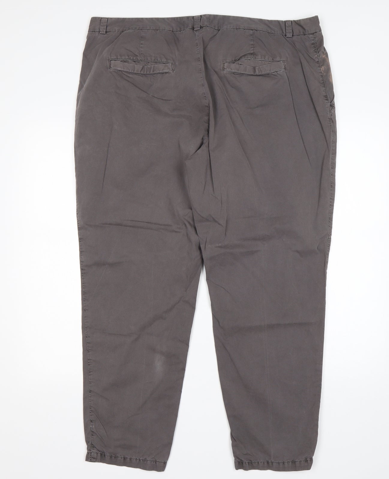 M&S Womens Grey  Cotton Chino Trousers Size 20 L28 in Regular