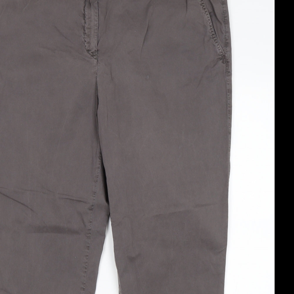 M&S Womens Grey  Cotton Chino Trousers Size 20 L28 in Regular