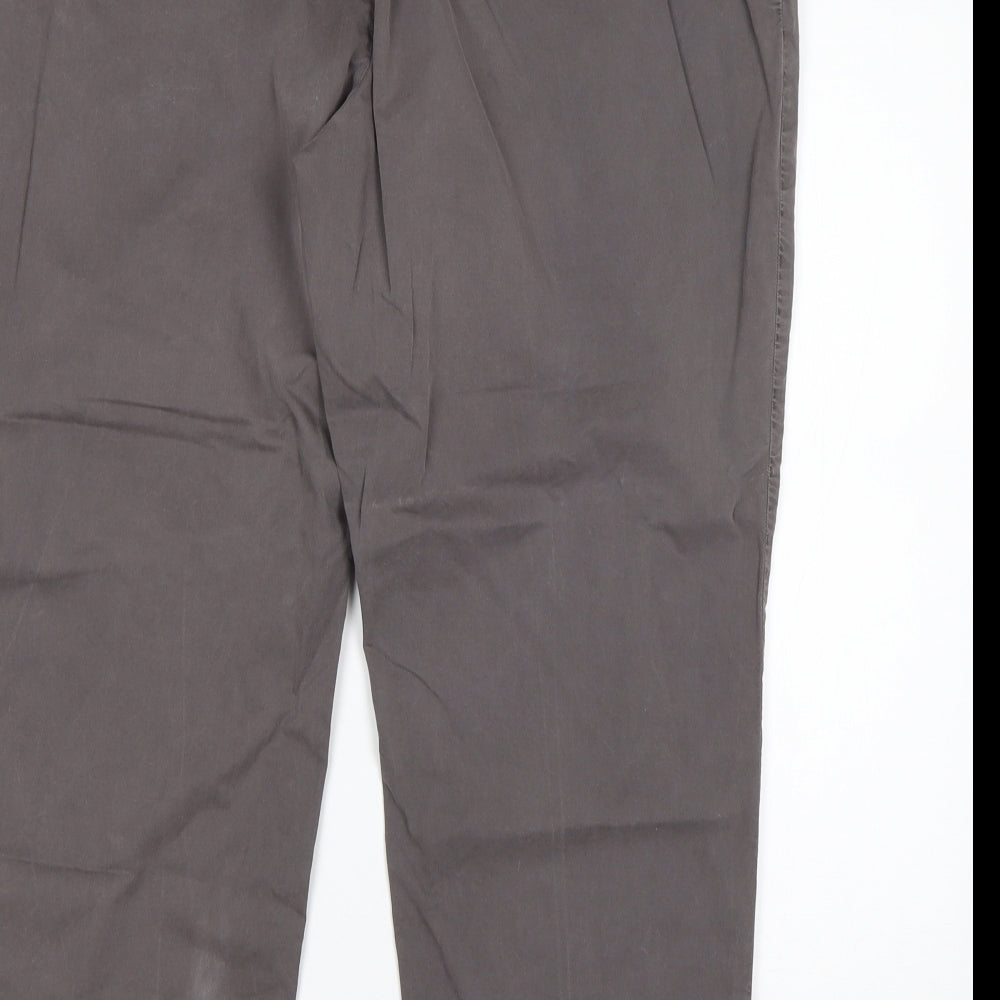 M&S Womens Grey  Cotton Chino Trousers Size 20 L28 in Regular