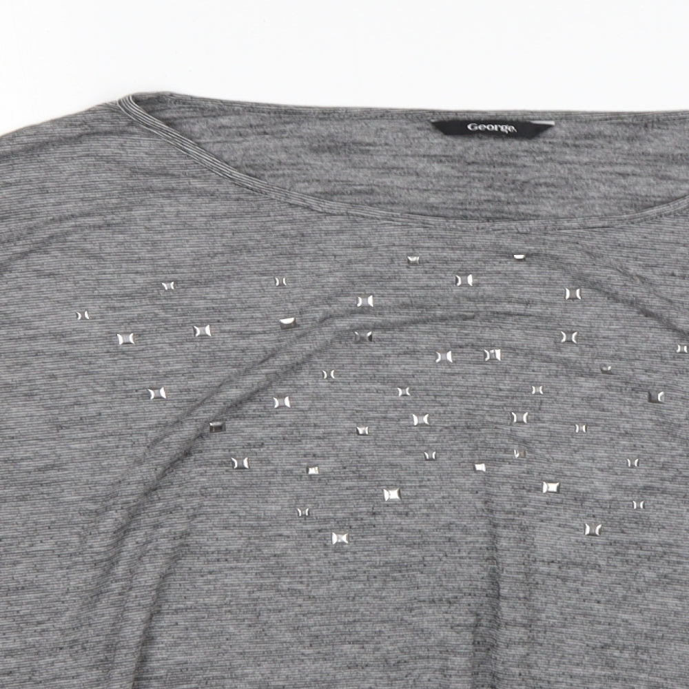 George Womens Multicoloured Striped Viscose Basic T-Shirt Size 18 Round Neck