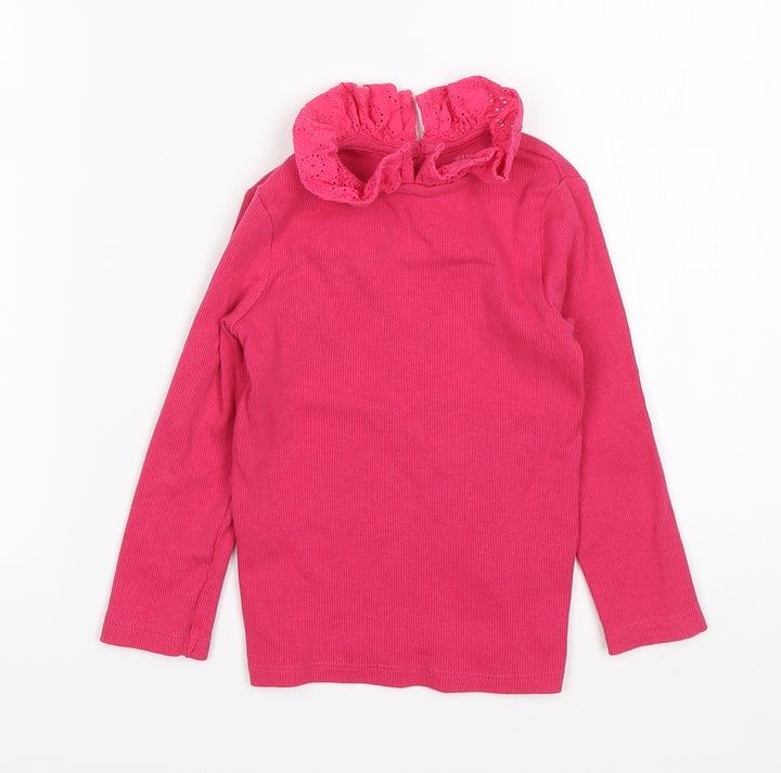 F&F Girls Pink Collared Cotton Pullover Jumper Size 3-4 Years