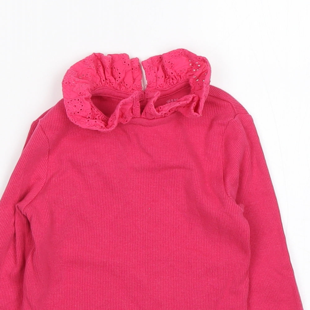 F&F Girls Pink Collared  Cotton Pullover Jumper Size 3-4 Years